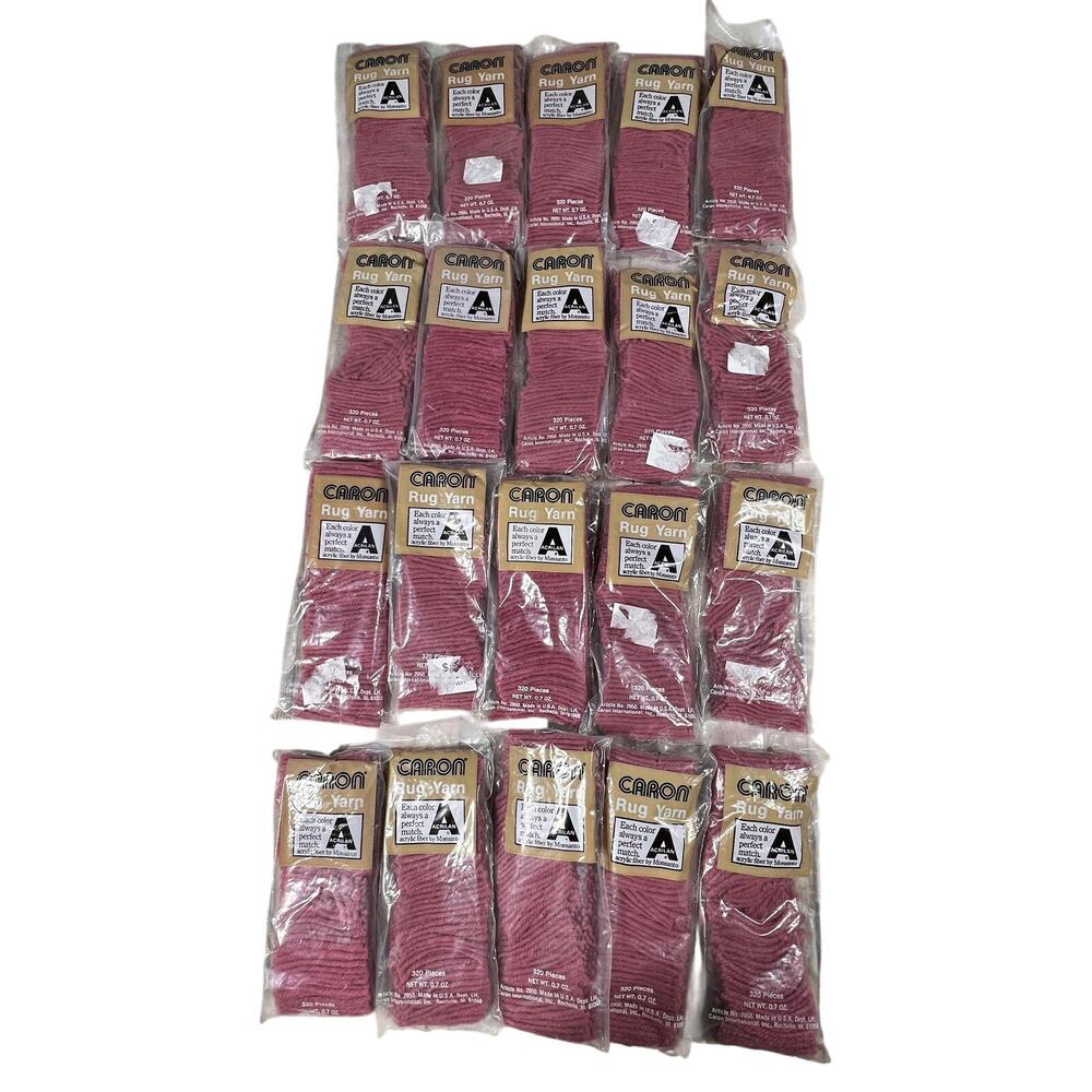 CARON Vintage Rug Yarn Raspberry 0119 Lot 20 Packs Acrilan Latch Hook USA